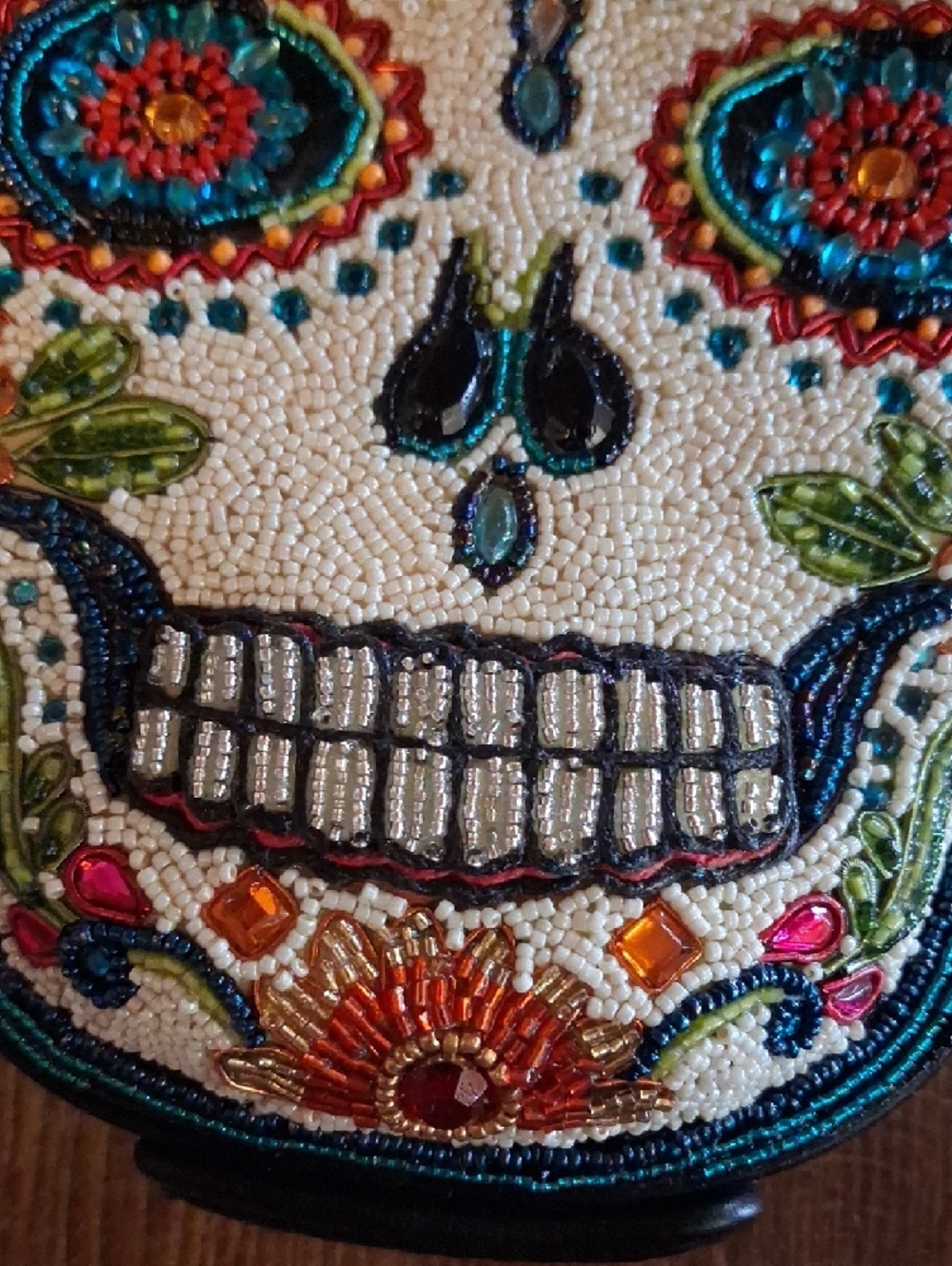 Mary Frances Multicolor Beaded Sugar Skull Crossbody with Floral Accents - Picture 3 of 10